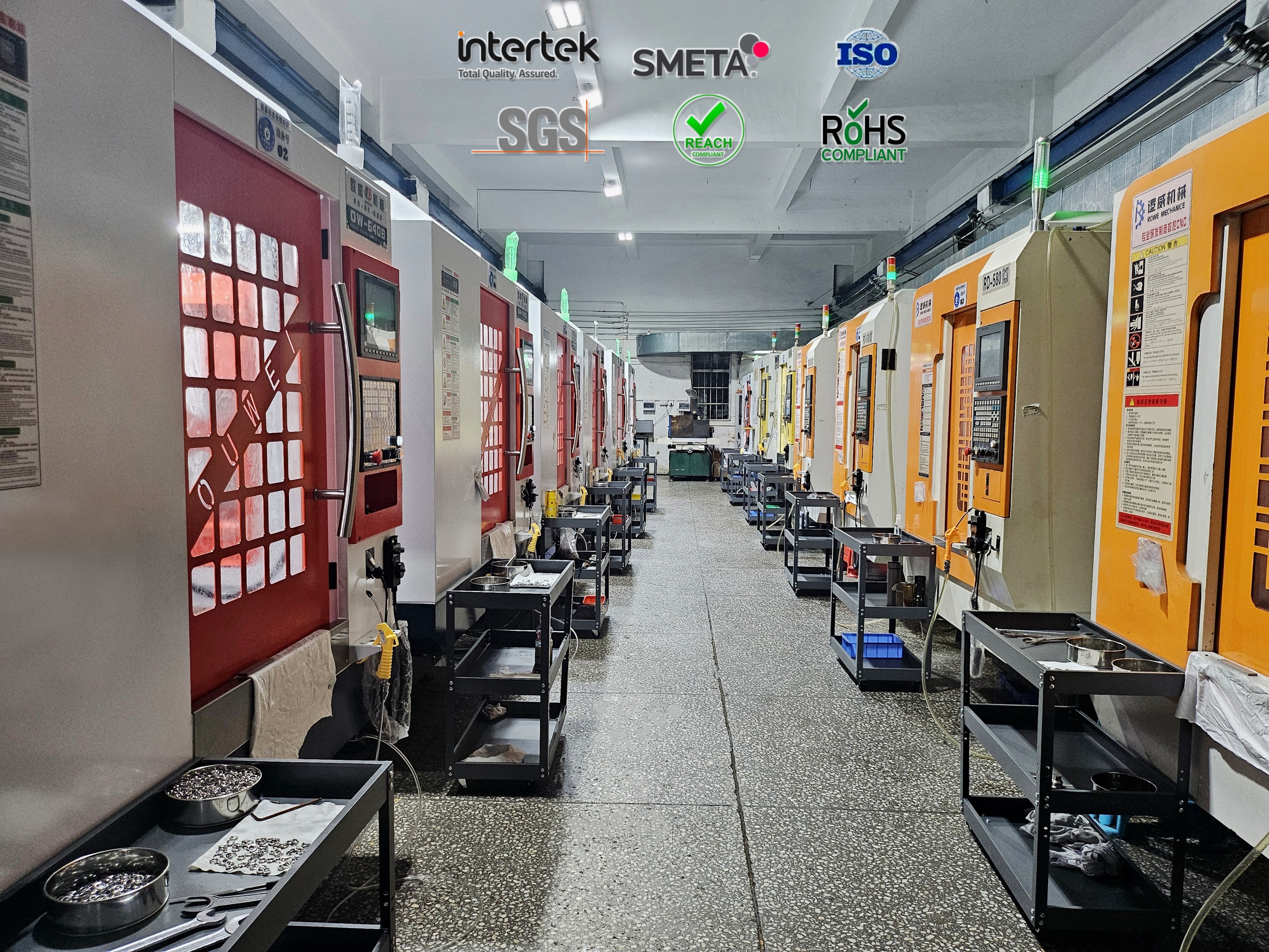 CJFU CNC production floor with rows of machining equipment