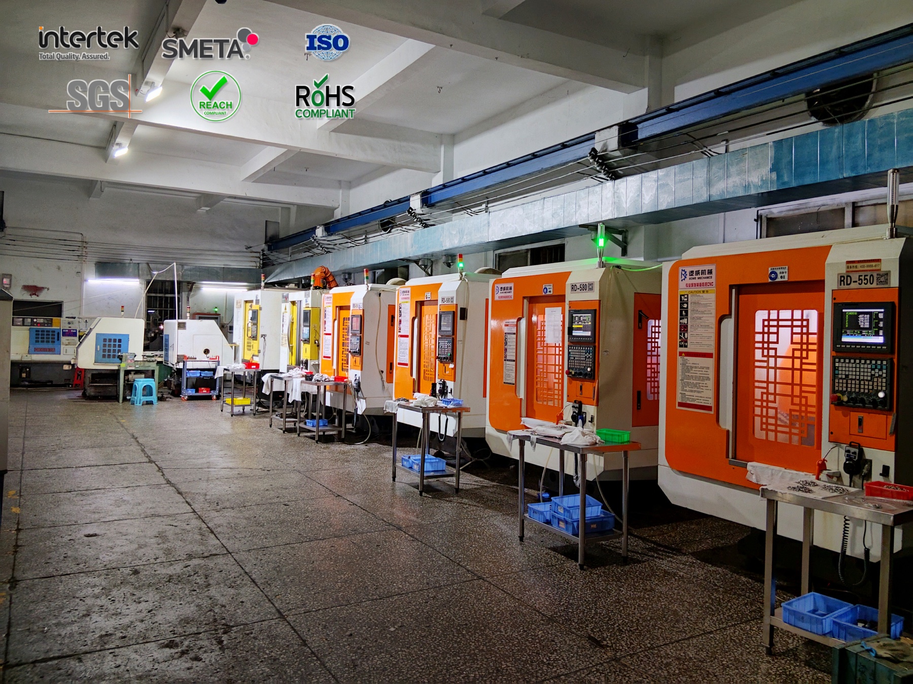 Rows of CNC machines on the CJFU production floor