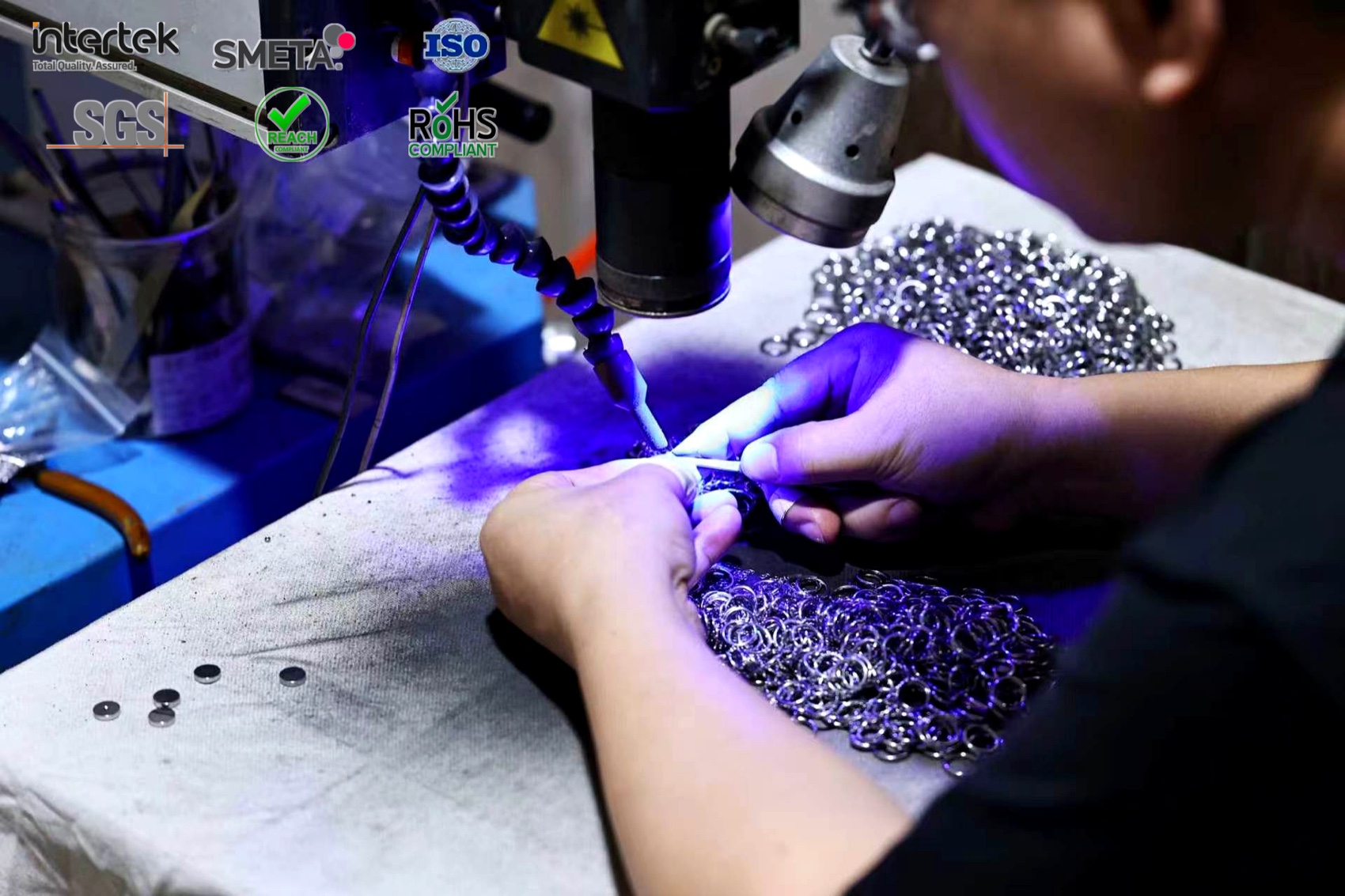 CJFU craftsperson laser-welding body jewelry components