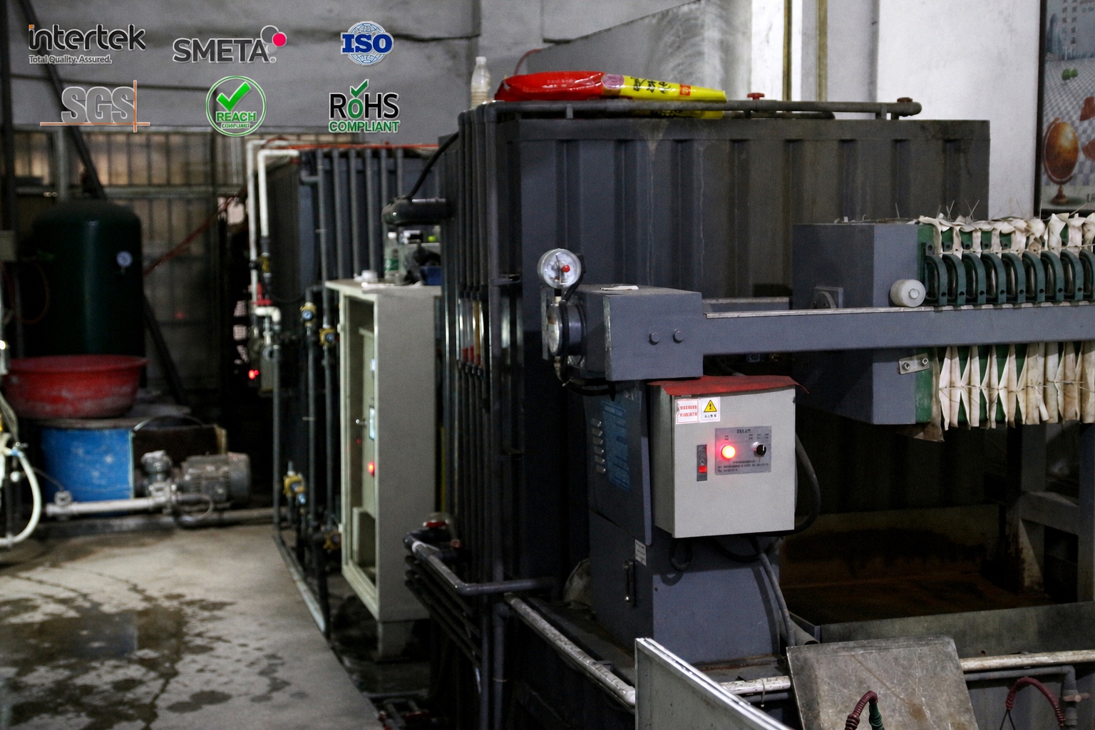 Environmental wastewater treatment equipment inside the factory
